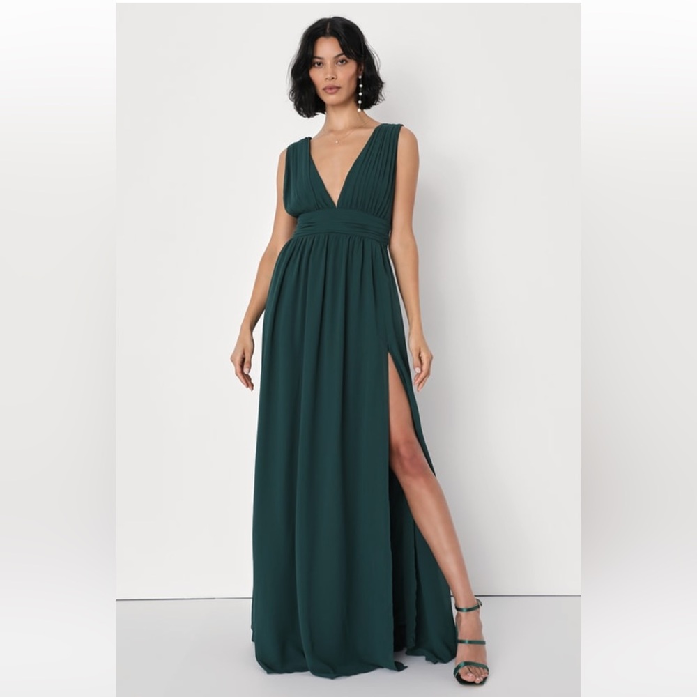 NEW Lulu’s Heavenly Hues Forest Green Maxi Dress - S - Picture 2 of 8